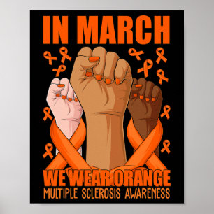 Hand in März tragen wir Orangen-MS-Multipler Skler Poster