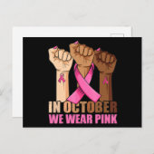 Hand In October We Wear Pink Breast Cancer Awarene Postkarte (Vorne/Hinten)