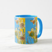 Hand lackierte gelbe Blüte Zwei- Tasse (VorderseiteRechts)