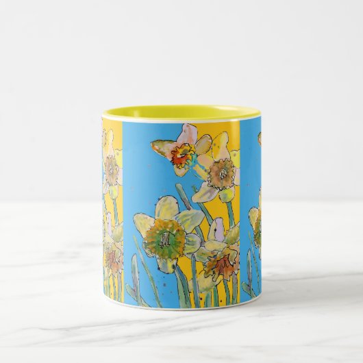 Hand lackierte gelbe Blüte Zwei- Zweifarbige Tasse (Mittel)