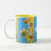 Hand lackierte gelbe Blüte Zwei- Zweifarbige Tasse (Links)
