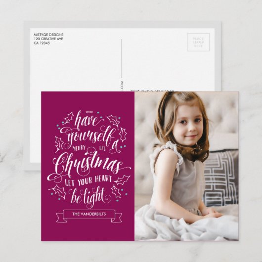 Hand Letry Li'l Weihnachtsfeiertag Feiertagspostkarte (Vorne/Hinten)