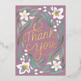 Hand Letted Daffodil Gold Foil Danke Karte