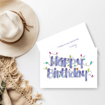 Hand Letted Dusty Blue Happy Birthday Card