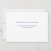 Hand Letted Dusty Blue Happy Birthday Flat Card (Rückseite)
