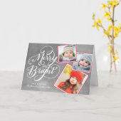 Hand Letted Merry and Bright Christmas Snapshots Karte (Gelbe Blume)