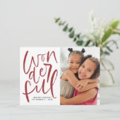 Hand Letted Wunderbares Weihnachtsfest Foto Feiertagskarte (Stehend Vorderseite)