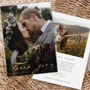 Hand Letter 2 Foto Hochzeit Danke Foil Card Folieneinladung