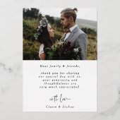 Hand Letter 2 Foto Hochzeit Danke Foil Card Folieneinladung (Rückseite)