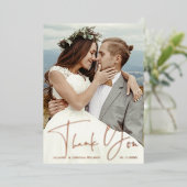 Hand Letter 2 Foto Hochzeit Danke Foil Card Folieneinladung (Stehend vorne)