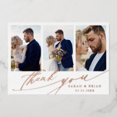 Hand Letter 4 Foto Wedding Danke Foil Card Folieneinladung (Vorderseite)