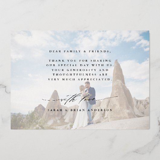 Hand Letter 4 Foto Wedding Danke Foil Card Folieneinladung (Rückseite)