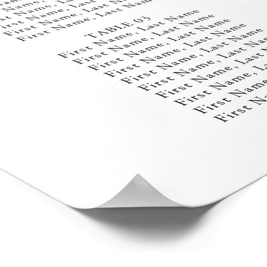 Hand Letter Chic Hochzeitstabelle Poster (Ecke)