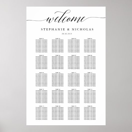 Hand Letter Chic Hochzeitstabelle Poster (Vorne)