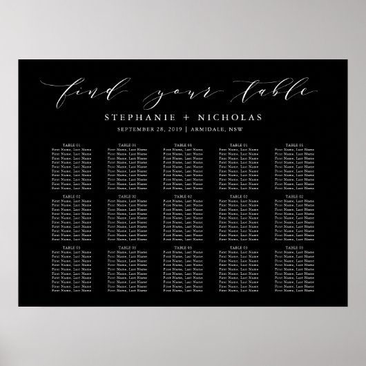 Hand Letter Chic Hochzeitstabelle Poster (Vorne)