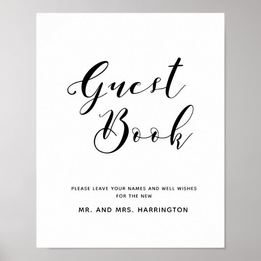 Hand Letter Chic Wedding Guest Book Sign Poster (Vorne)