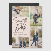 Hand Letter Collage Save the Date rot pink Magnetkarte (Vorne/Hinten)