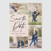 Hand Letter Collage Save the Date rot pink Magnetkarte (Vorderseite)