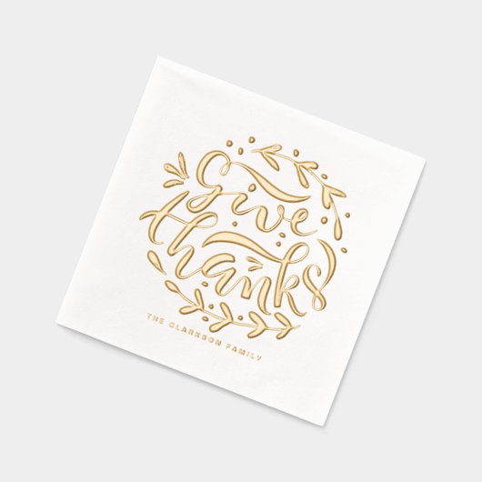 Hand Letter Give Danke Wreath Erntedank Servietten Mit Folie (Links)