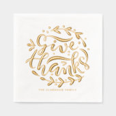 Hand Letter Give Danke Wreath Erntedank Servietten Mit Folie (Vorderseite)