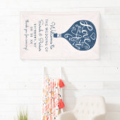Hand Letter Navy Heißluftballon Hochzeit Willkomme Banner (Insitu)