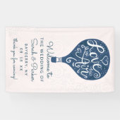 Hand Letter Navy Heißluftballon Hochzeit Willkomme Banner (Horizontal)