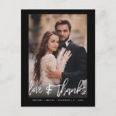 Hand-Lettered Black Foto Thank You Postkarte (Vorderseite)