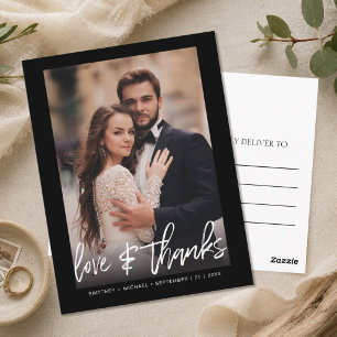 Hand-Lettered Black Foto Thank You Postkarte