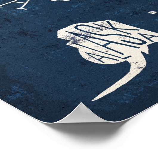 Hand Lettered Blue USA Map Poster (Ecke)