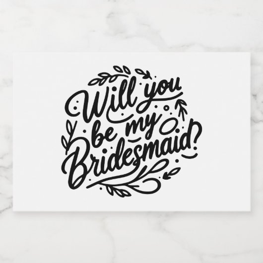 Hand lettered Bridesmaid Proposal Mini Champagne Schaumweinetikett (Einzelnes Label)