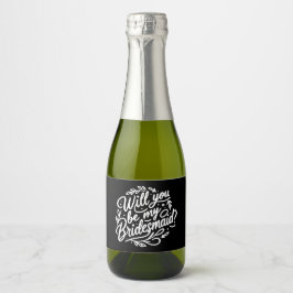 Hand lettered Bridesmaid Proposal Mini Champagne Schaumweinetikett