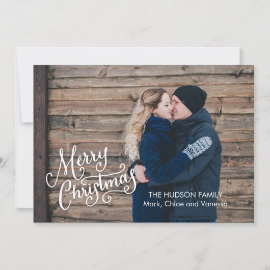 Hand Lettered Christmas Full Foto Feiertagskarte (Vorderseite)