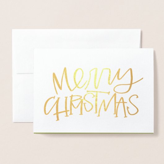 Hand Lettered Christmas Gold Foil Card Folienkarte (Vorderseite mit Umschlag)