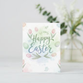 Hand-Lettered Happy Easter Watercolor Greeting  Postkarte (Stehend Vorderseite)