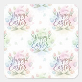 Hand-Lettered Happy Easter Watercolor Quadratischer Aufkleber (Vorderseite)