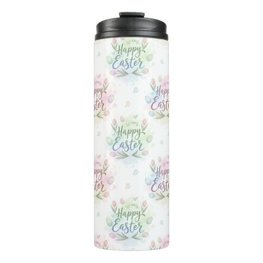 Hand-Lettered Happy Easter Watercolor Thermosbecher (Vorderseite)