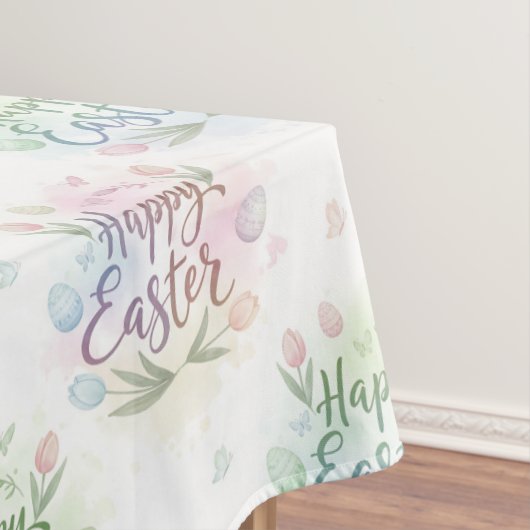 Hand-Lettered Happy Easter Watercolor Tischdecke (Beispiel)
