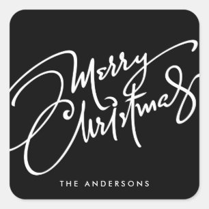 HAND-LETTERED MERRY CHRISTMAS   HOLIDAY STICKER