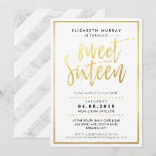 HAND LETTERED SCRIPT 16 trendige Hot-Gold-Folie Einladung