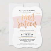 HAND LETTERED SCRIPT süß 16 trendige Kupferpinke Einladung (Vorderseite)