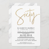 HAND LETTERED simple gold Glitzer sechzig. Einladung (Vorne/Hinten)