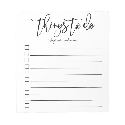 Hand-Lettered Things to Do Personalized Notizblock (Vorderseite)