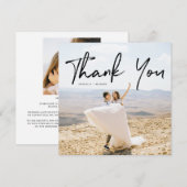Hand Lettering Foto Square Hochzeit Danke Karte (Vorne/Hinten)