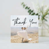 Hand Lettering Foto Square Hochzeit Danke Karte (Stehend Vorderseite)