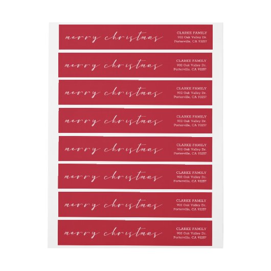 Hand Letters Script Frohe Weihnachten rot & weiß (Bogen)