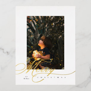Hand Letting Merry Foil Holiday Post Card Folien Feiertagspostkarte