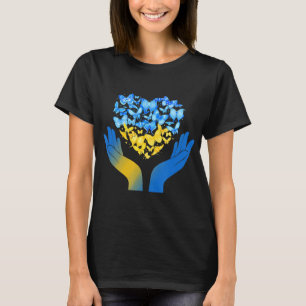 Hand-Liebe-Schmetterling Ukrainische Fahne zum Abb T-Shirt