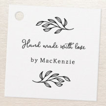 Hand Made With Love Botanical Leaf Art Price Tag