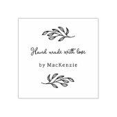 Hand Made With Love Botanical Line Art Custom Name Gummistempel (Prägung)