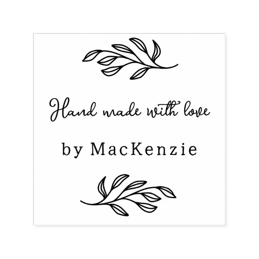 Hand Made With Love Personalized Botanical Leaf Permastempel (Design)